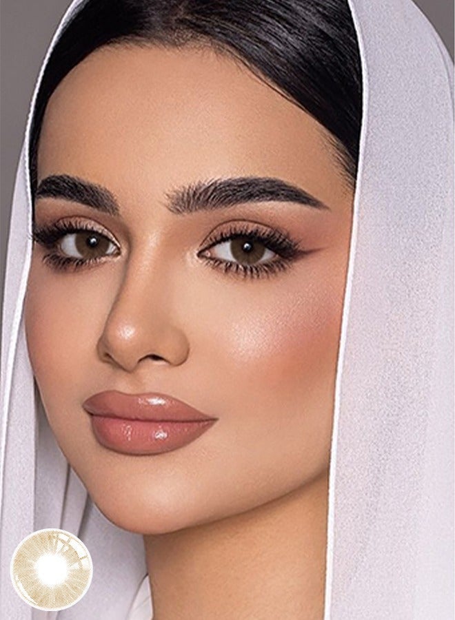 UYAAI Brown Lenses Yearly Colored Contact Lenses, Unisex Cosmetic Contact Lenses, Natural Fashion Lenses, 42% Water - Image 1